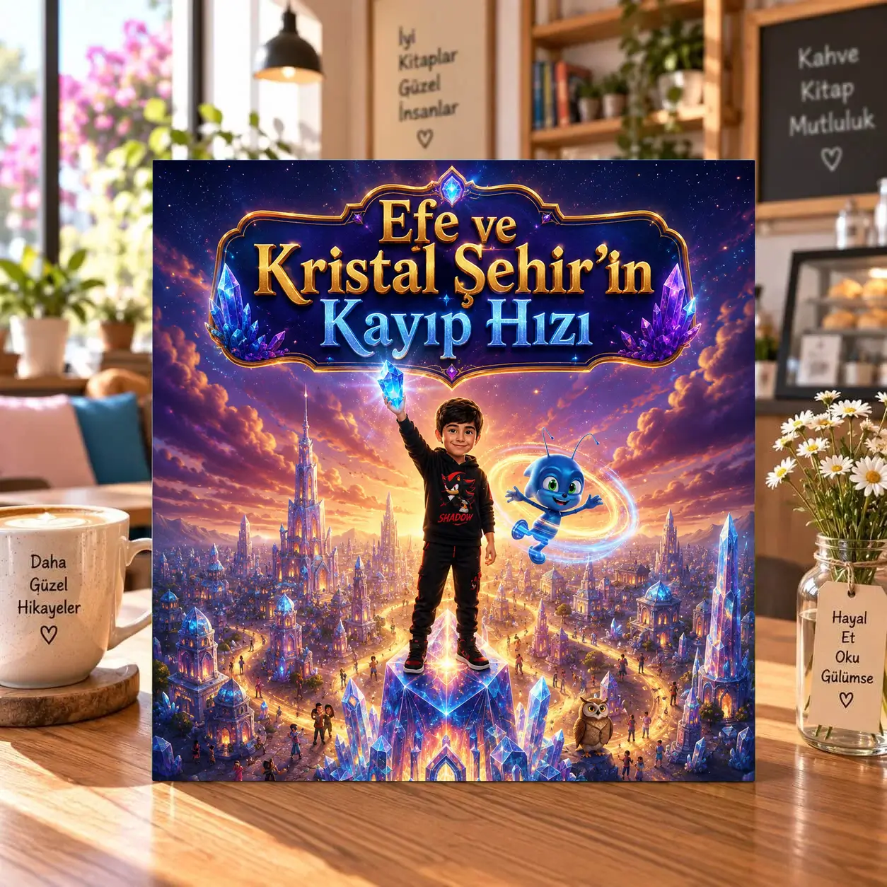 Robot temalı hikaye kitabı kapağı: Efe ve Kristal Şehir'in Kayıp Hızı
