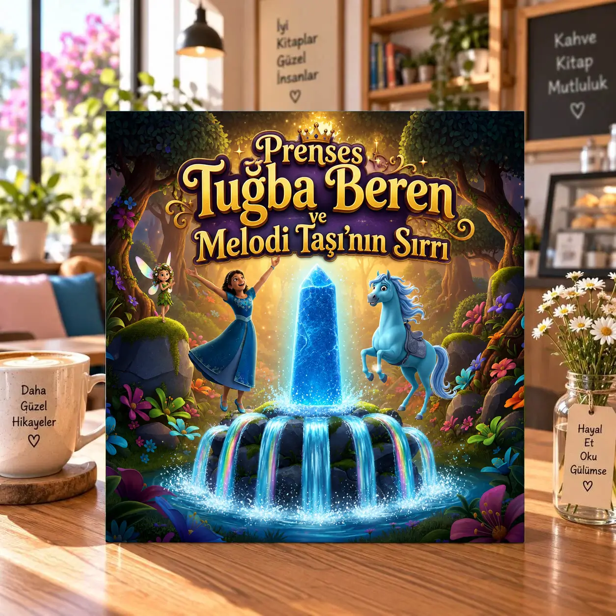 Prenses temalı hikaye kitabı kapağı: Prenses Tuğba Beren ve Melodi Taşı'nın Sırrı
