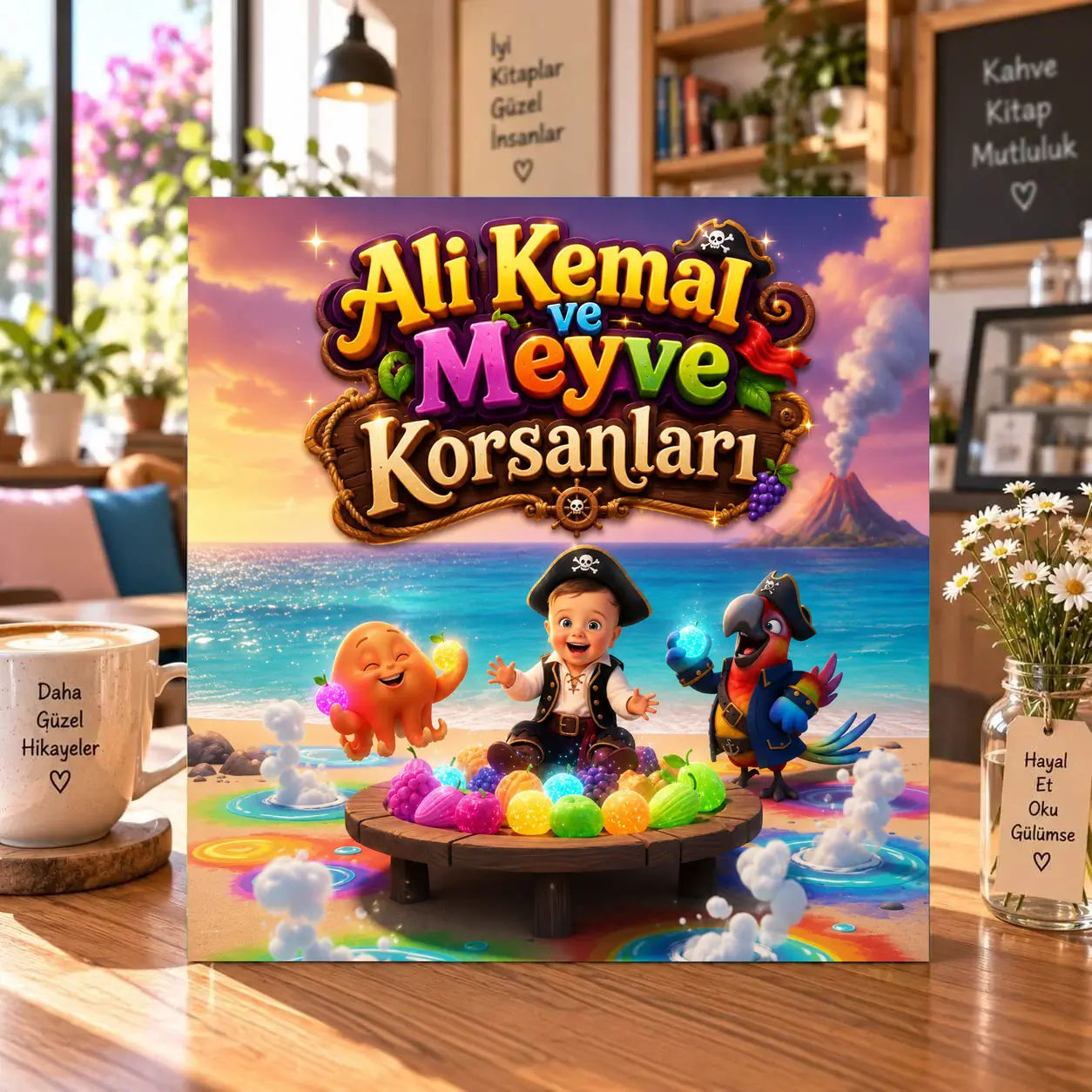 Korsan temalı hikaye kitabı kapağı: Ali Kemal ve Meyve Korsanları