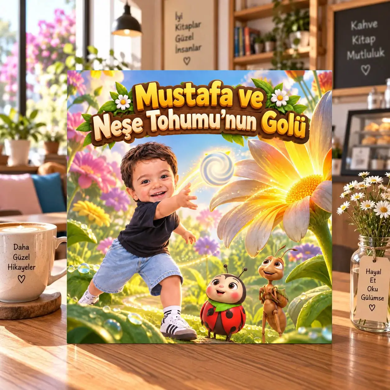 Böcekler dünyası temalı hikaye kitabı kapağı: Mustafa ve Neşe Tohumu'nun Gölü