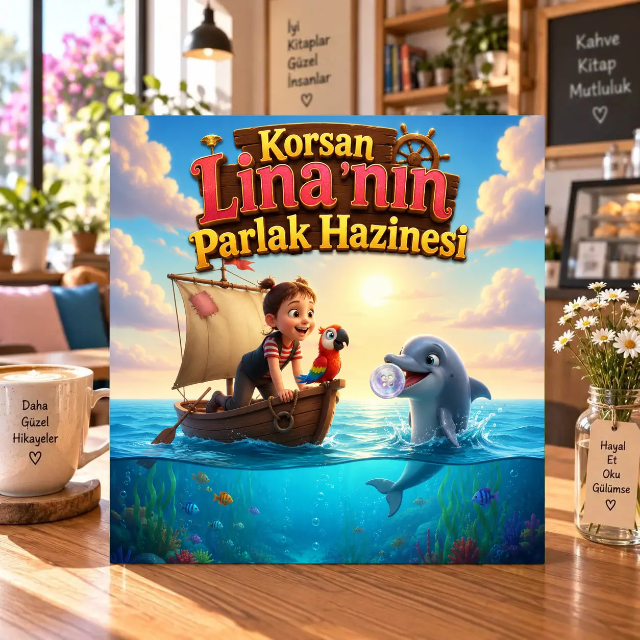 Korsan temalı hikaye kitabı kapağı: Korsan Lina'nın Parlak Hazinesi